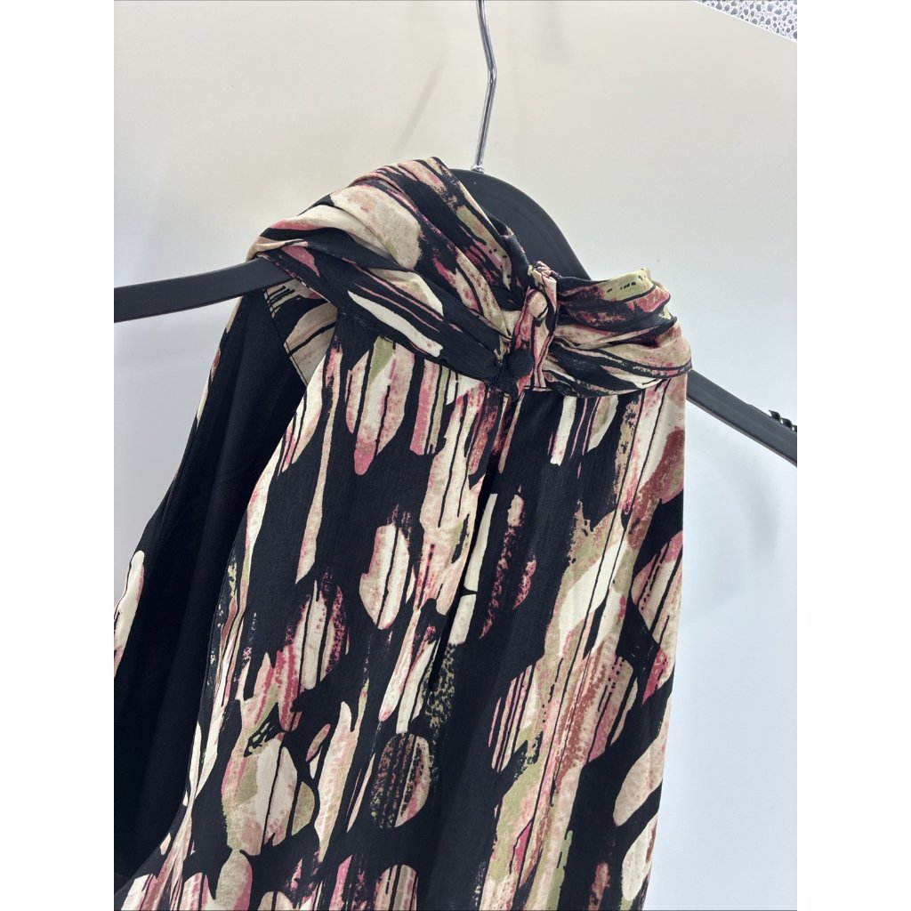 The Limited Womens Size 0 Halter Dress Black Multicolor Pleated Neckline — image 4 of 6